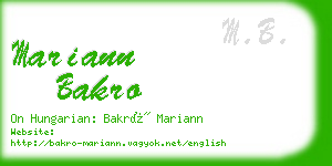 mariann bakro business card